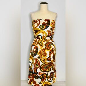 Banana Republic Strapless Paisley Printed Satin Minidress size 0
